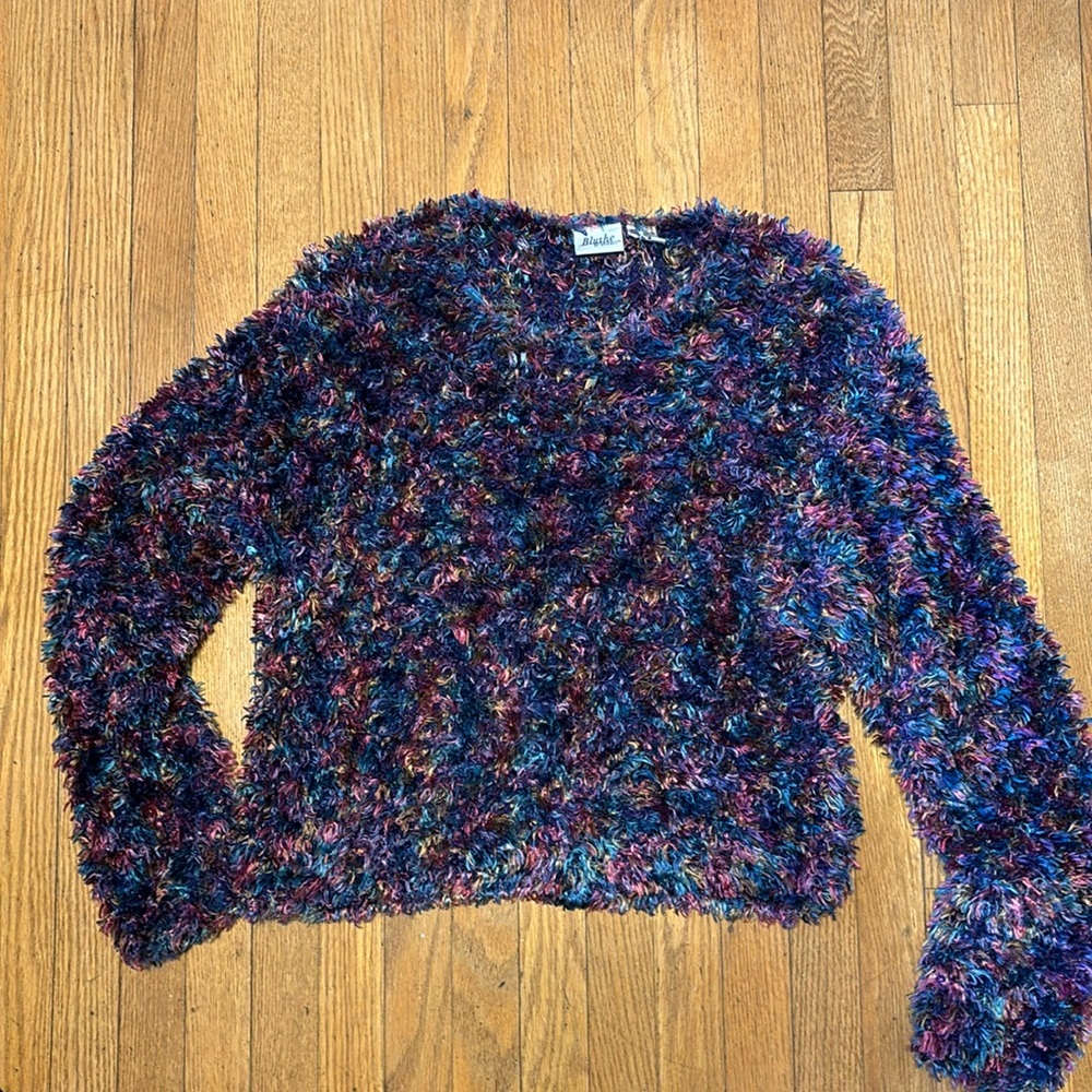 Blushe by Spiegel Vintage Eyelash Sweater, size medium, unicorn colors